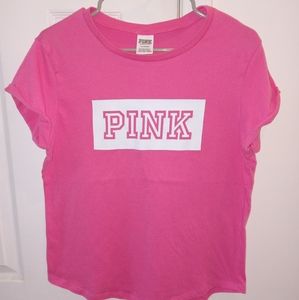 Pink Victoria's Secret Women's Short Sleeve Logo Shirt NWOT